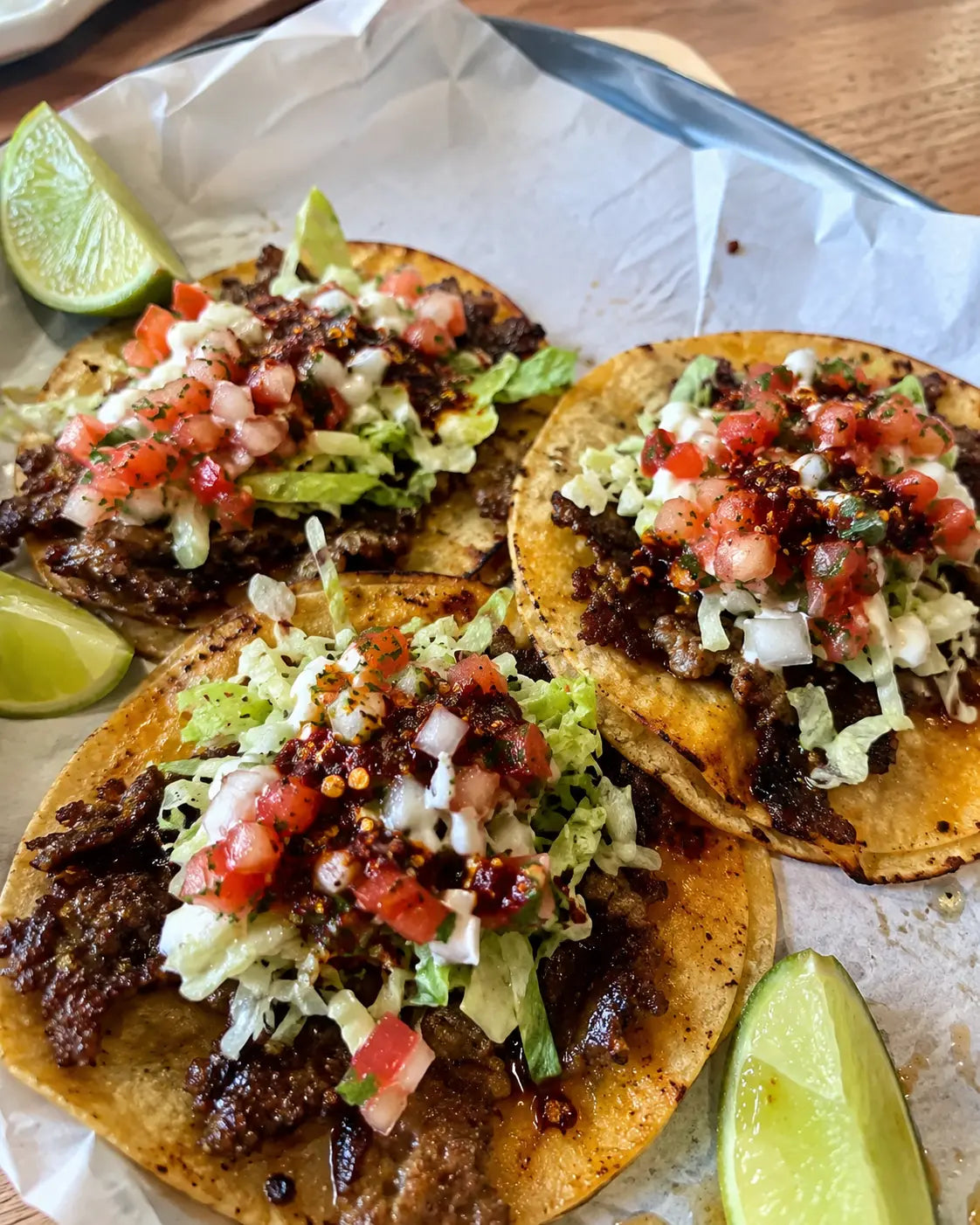 Street-Style Smash Tacos with Pico, Lettuce & Smoky Chile Crunch